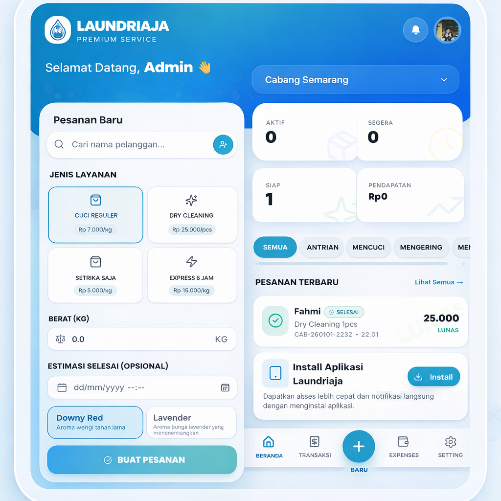LaundriAja aplikasi manajemen laundry
